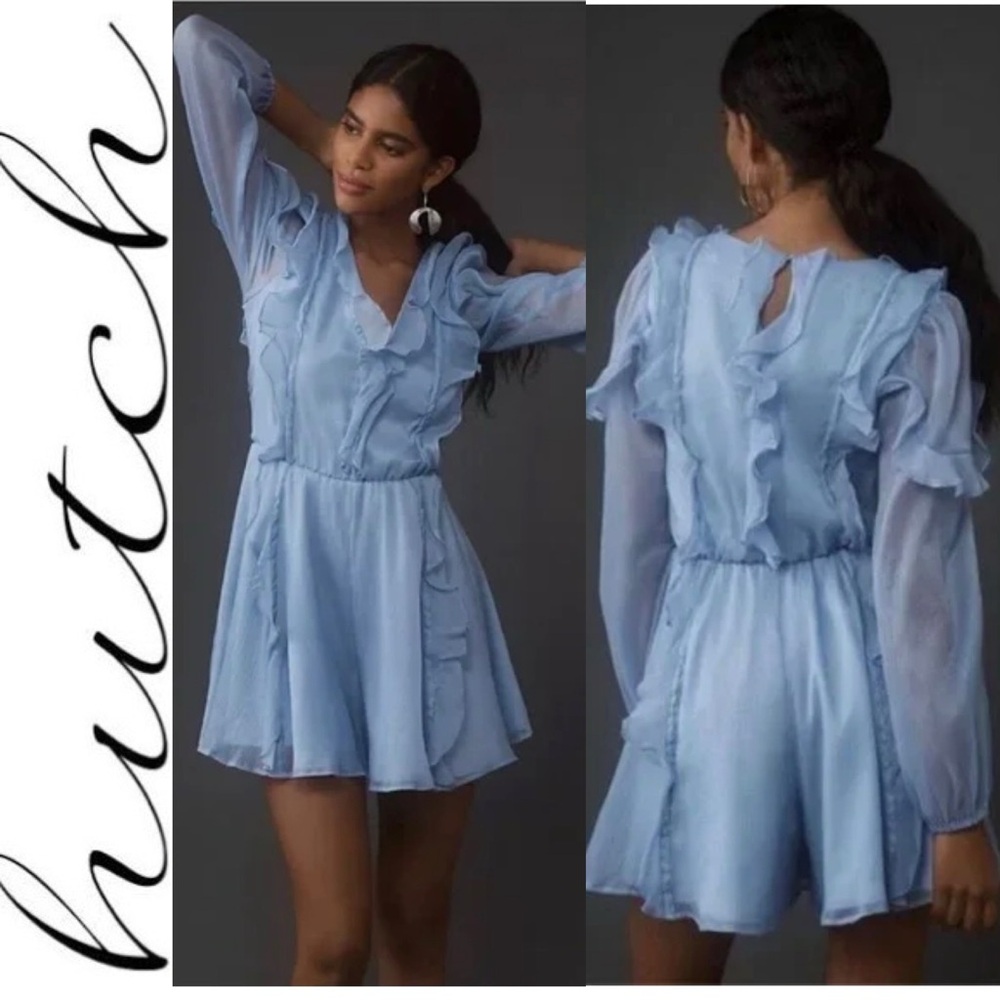NEW Hutch Long Sleeve Frilly Romper bluish lilac xs
